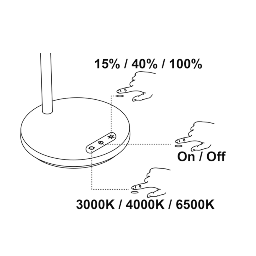 Top Light - LED Lámpara de mesa táctil regulable BELLA LED/4,8W/5V 3000/4000/6500K negro
