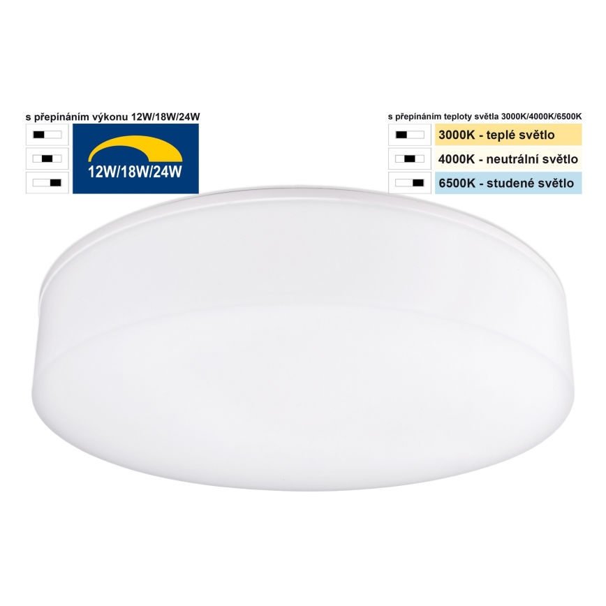 Top Light - Luz de techo LED regulable para baño BOXTER LED/12/18/24W/230V IP54 3000/4000/6500K diá. 28 cm