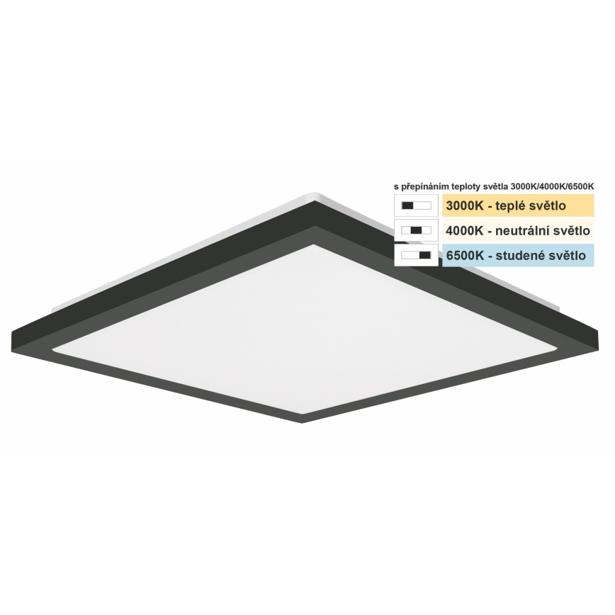 Top Light - Plafón LED de baño ONYX LED/10W/230V IP44 3000/4000/6500K 28x28 cm negro