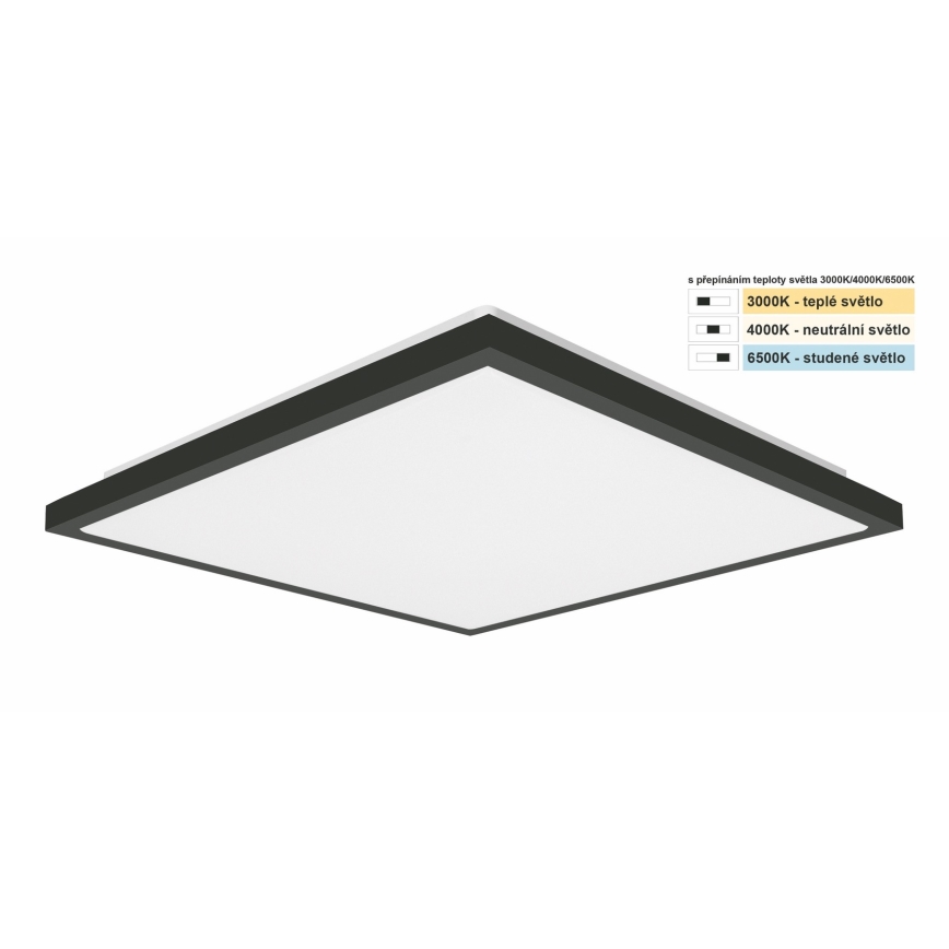 Top Light - Plafón LED de baño ONYX LED/24W/230V IP44 3000/4000/6500K 38x38 cm negro