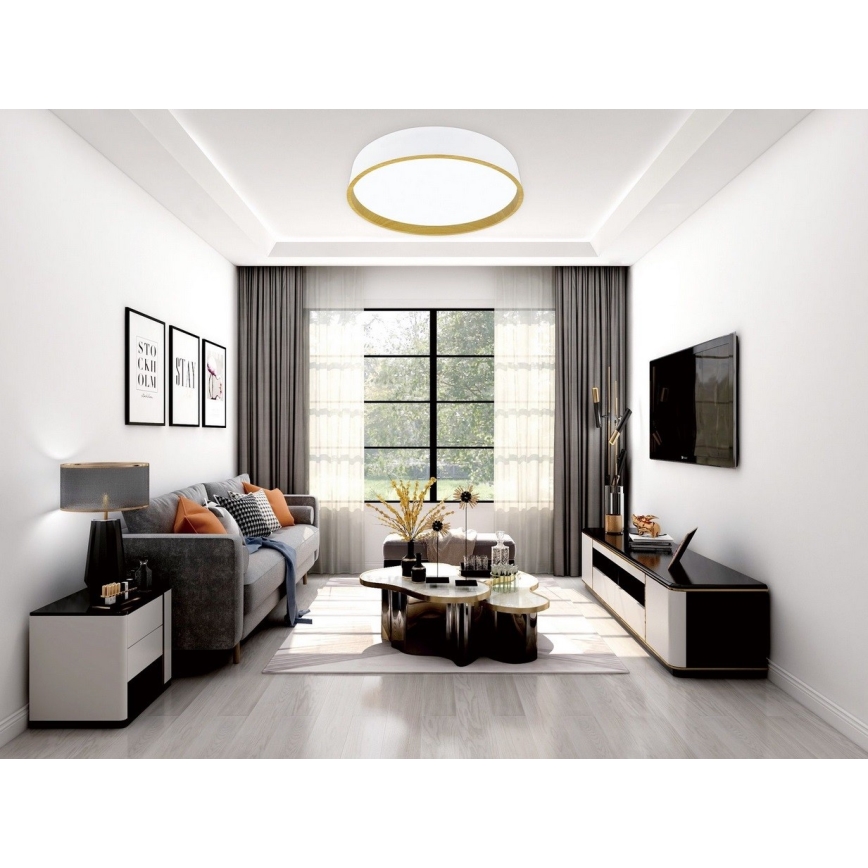 Top Light - Plafón LED regulable LED/51W/230V d. 50 cm 3000-6500K + CR blanco/beige