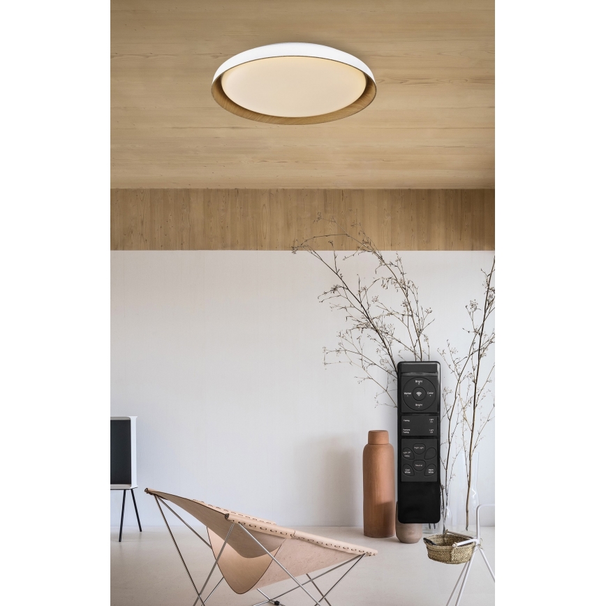 Top Light - Plafón LED regulable SATELLITE LED/36W/230V 3000-6500K diá. 43 cm blanco/marrón + control remoto