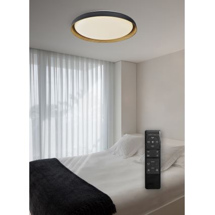 Top Light - Plafón LED regulable SATELLITE LED/48W/230V 3000-6500K diá. 53 cm negro/marrón + control remoto
