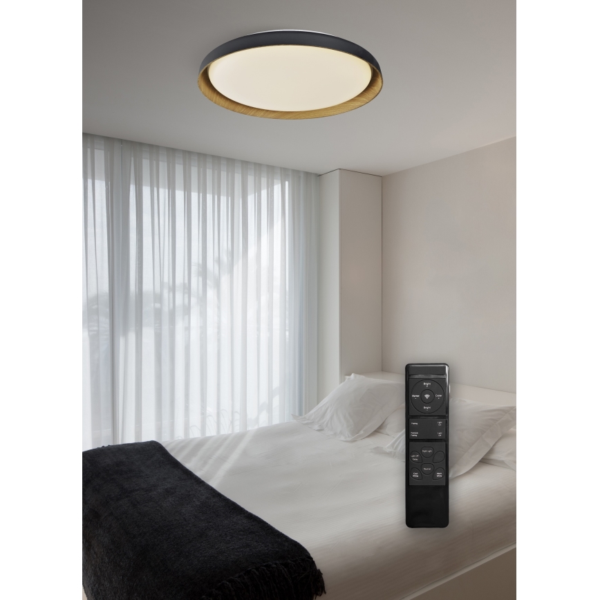 Top Light - Plafón LED regulable SATELLITE LED/48W/230V 3000-6500K diá. 53 cm negro/marrón + control remoto