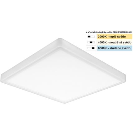Top Light - Plafón LED REVIT LED/24W/230V 3000/4000/6500K 30x30 cm blanco