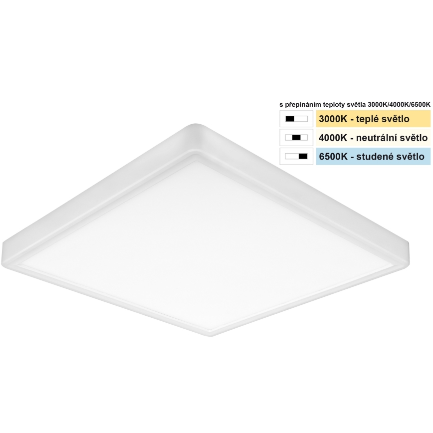 Top Light - Plafón LED REVIT LED/24W/230V 3000/4000/6500K 30x30 cm blanco