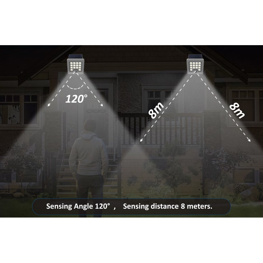 Top Light - Proyector solar de pared LED con sensor HELEON S LED/5W/3,7V IP65 4000K 1800 mAh