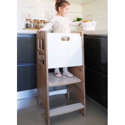 Torre de aprendizaje KULE 90x50 cm marrón/blanco