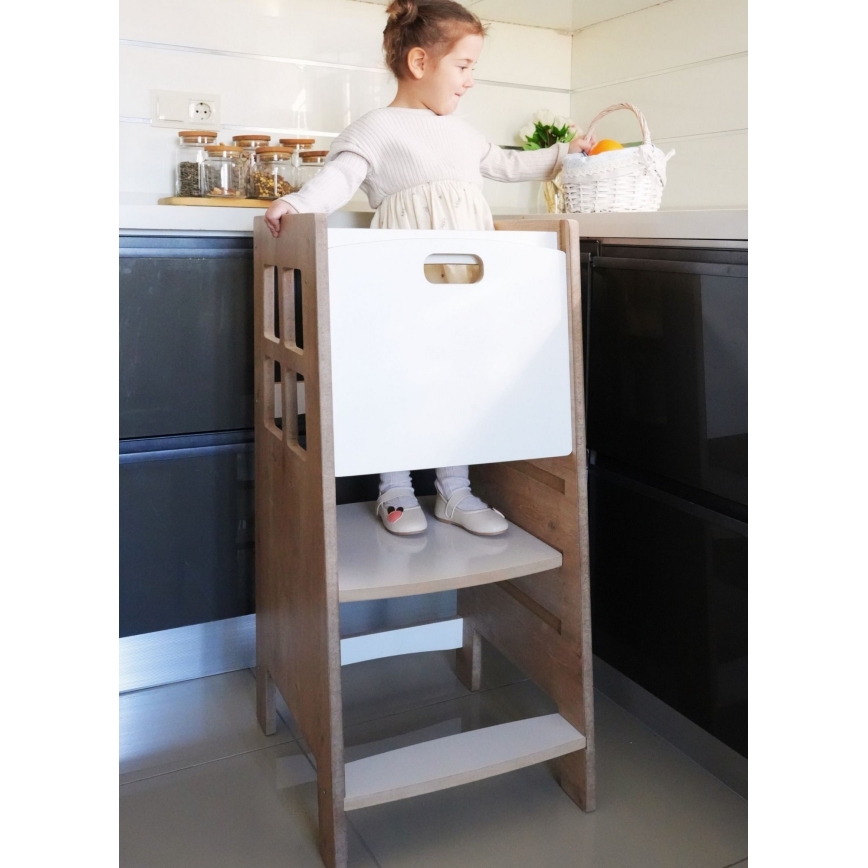 Torre de aprendizaje KULE 90x50 cm marrón/blanco