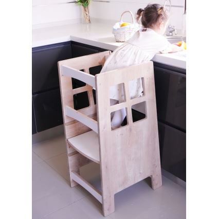 Torre de aprendizaje KULE 90x50 cm marrón/blanco