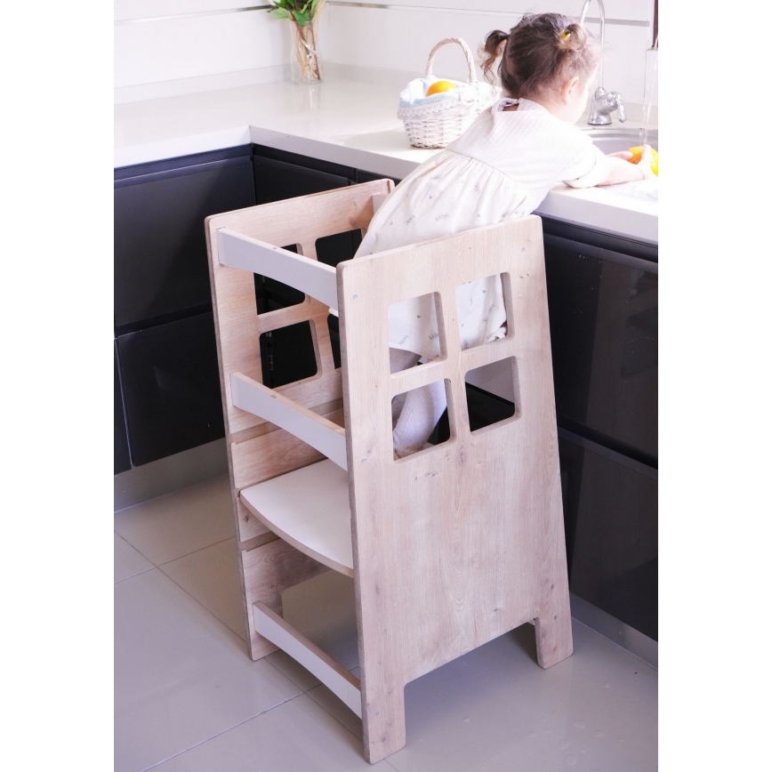 Torre de aprendizaje KULE 90x50 cm marrón/blanco