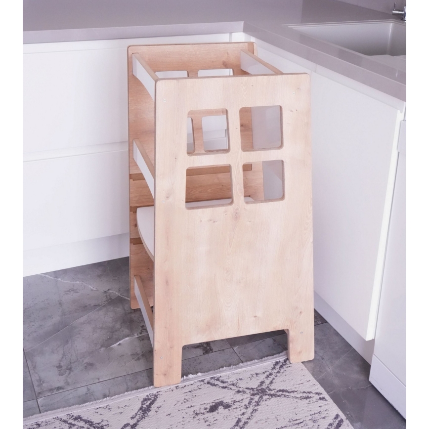 Torre de aprendizaje KULE 90x50 cm marrón/blanco