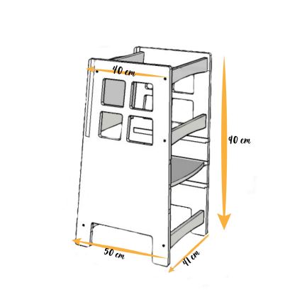 Torre de aprendizaje KULE 90x50 cm marrón/blanco