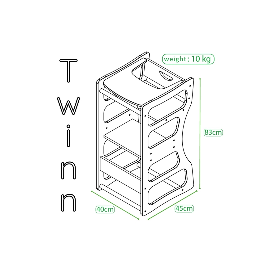 Torre de aprendizaje TWINN 83x45 cm marrón