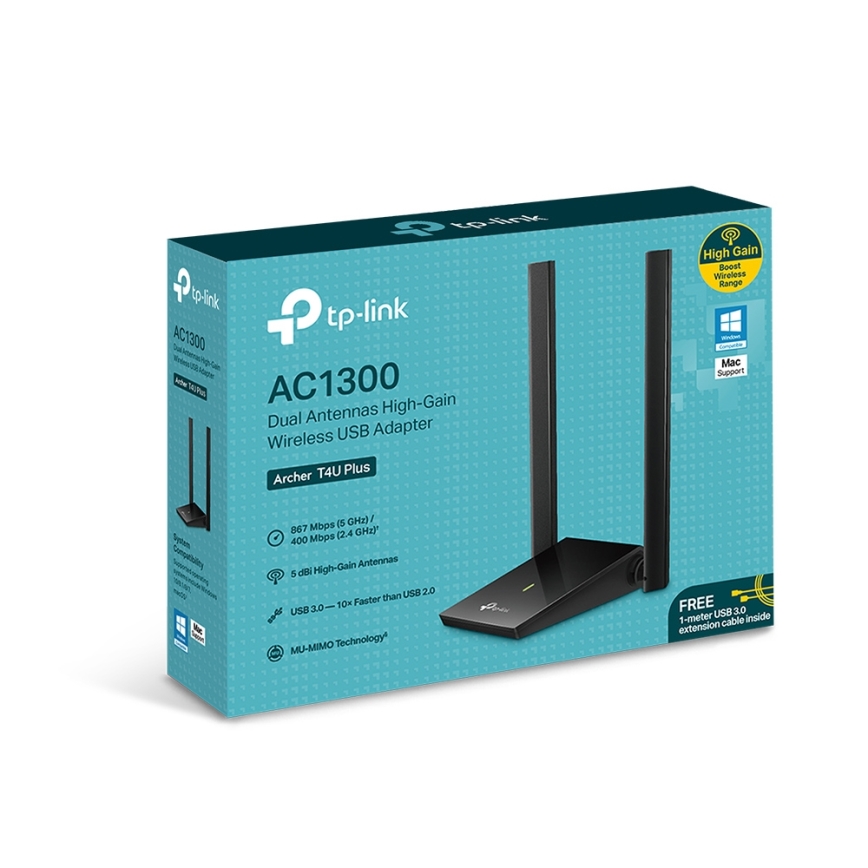 TP-Link - Adaptador de red USB inalámbrico con antenas de alta ganancia