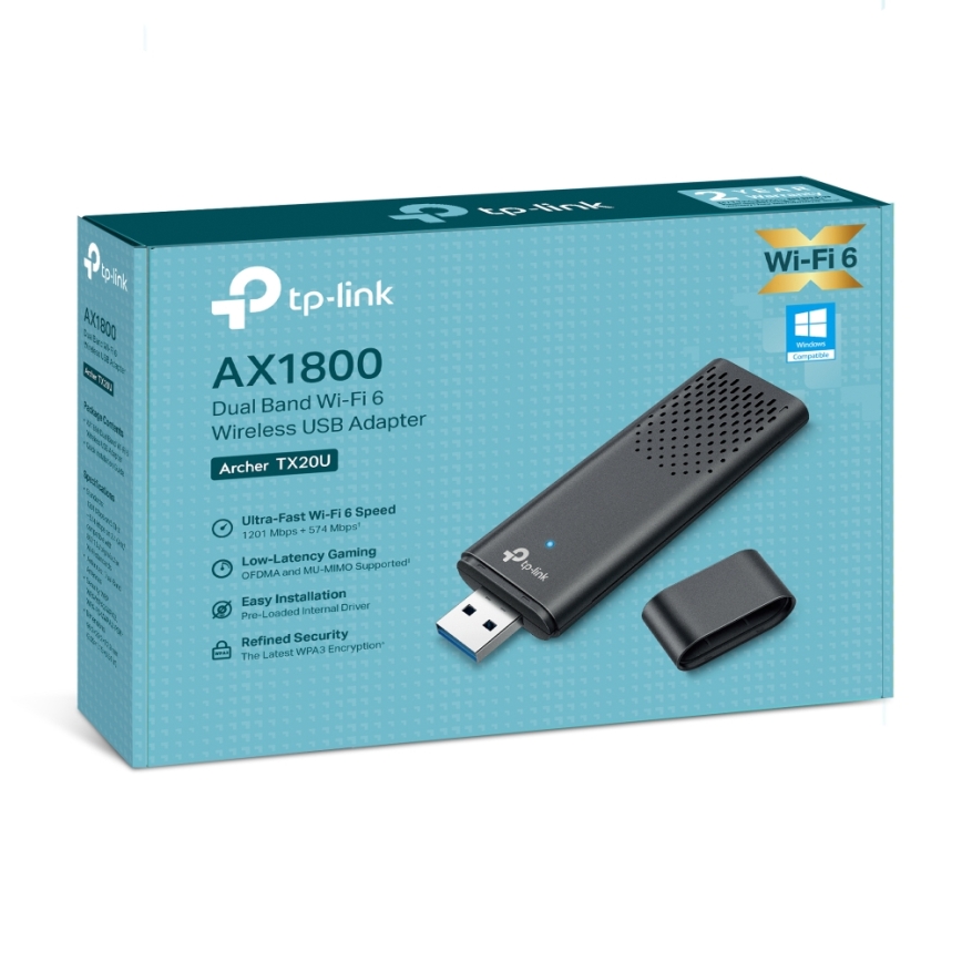 TP-Link - Adaptador USB inalámbrico de doble banda con Wi‑Fi 6