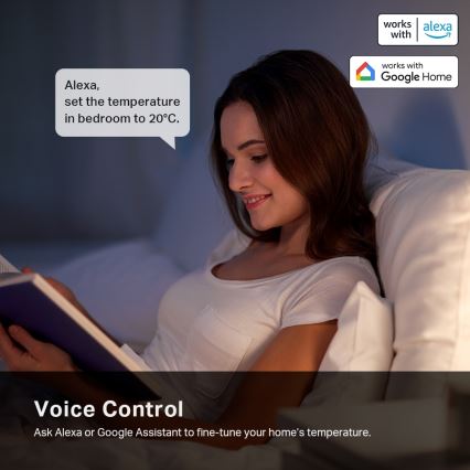 TP-Link - Cabezal termostático inteligente con pantalla LCD 2xAA Tuya