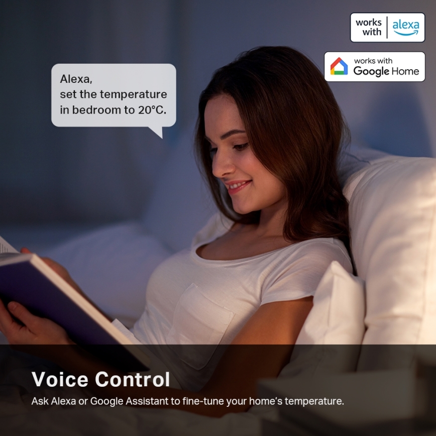 TP-Link - Cabezal termostático inteligente con pantalla LCD 2xAA Tuya