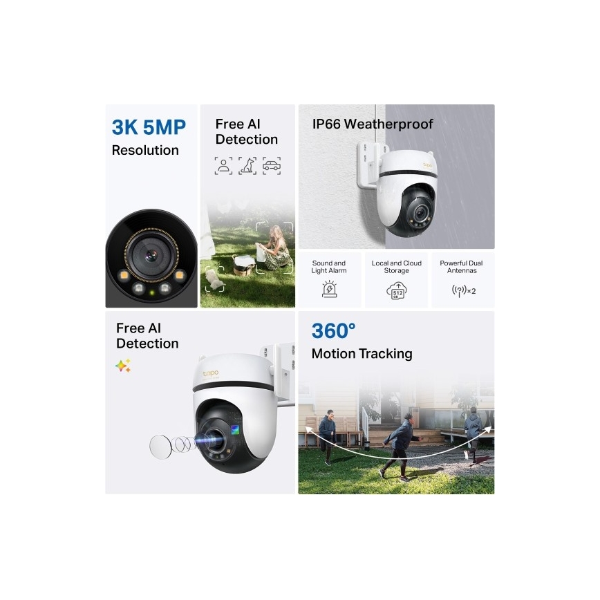 TP-Link - Cámara exterior IP66 Wi-Fi