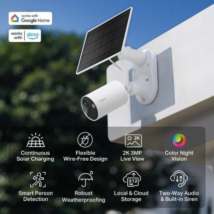 TP-Link - Cámara solar exterior IP65 Wi-Fi