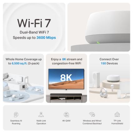 TP-Link - Sistema mesh Wi-Fi 7 para todo el hogar Deco BE22