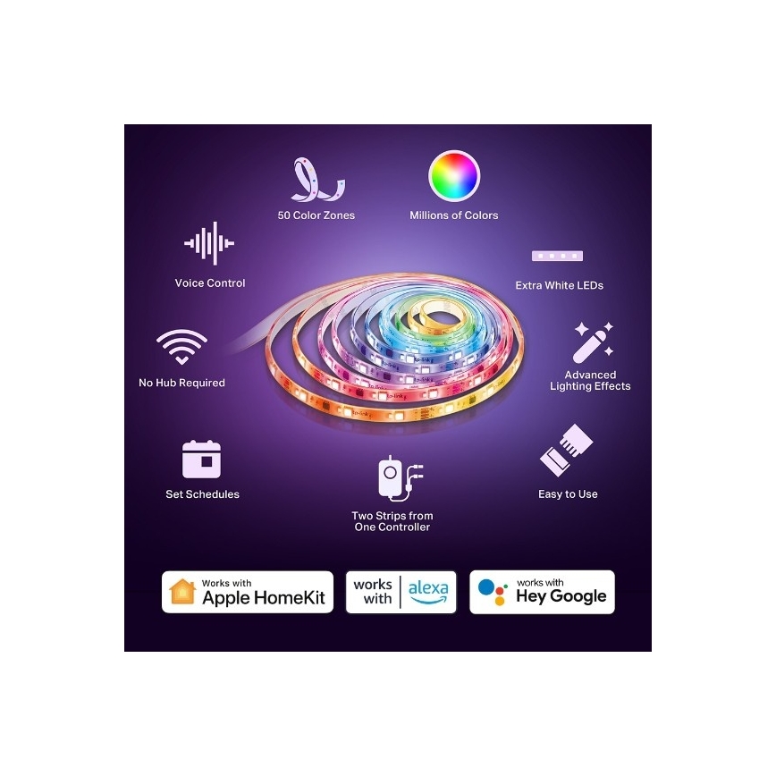 TP-Link - Tira LED RGBW regulable 5 m LED/24W/230V Wi-Fi