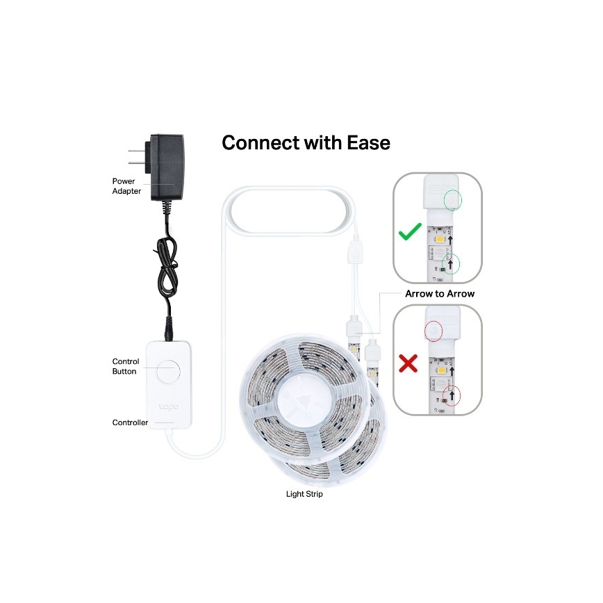 TP-Link - Tira LED RGBW regulable 5 m LED/24W/230V Wi-Fi