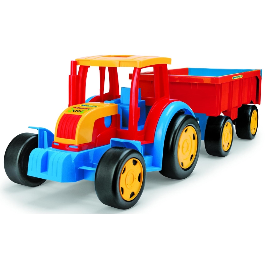Tractor con remolque de 102 cm rojo/azul/amarillo