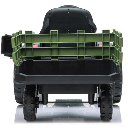 Tractor eléctrico con remolque 2x30W/7000 mAh negro/verde + mando a distancia