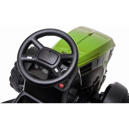 Tractor eléctrico con remolque 2x30W/7000 mAh negro/verde + mando a distancia