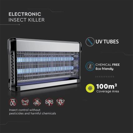 Trampa insectos eléctrico 2x15W/230V para 100 m²