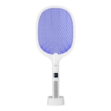 Trampa insectos eléctrico LED 2 en 1 con pantalla LCD 1200 mAh/5V blanco