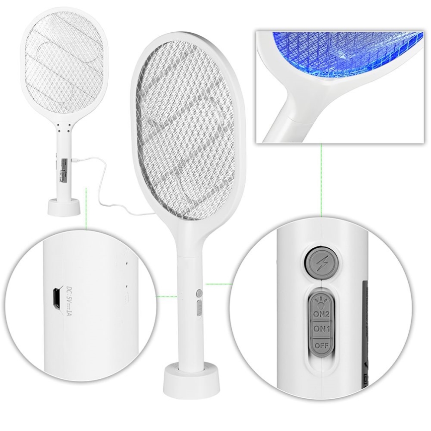 Trampa insectos eléctrico LED 2 en 1 800 mAh/5V