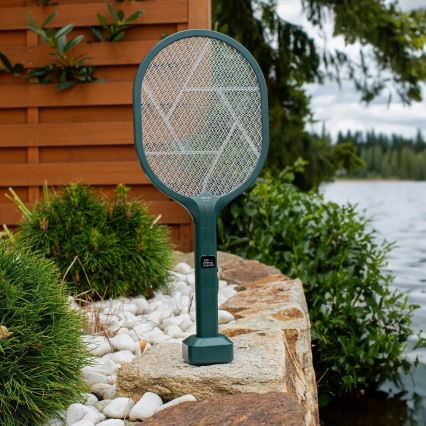 Trampa insectos eléctrico LED 2 en 1 con pantalla LCD 1200 mAh/5V verde