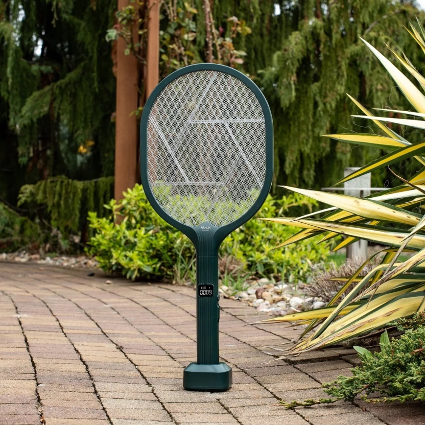 Trampa insectos eléctrico LED 2 en 1 con pantalla LCD 1200 mAh/5V verde