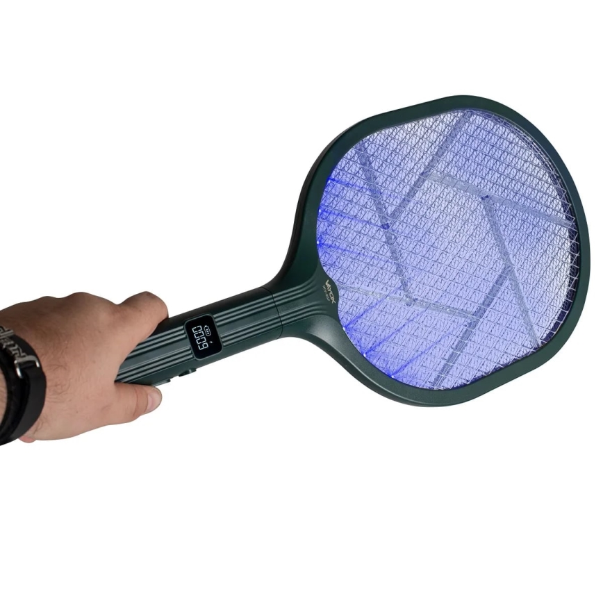 Trampa insectos eléctrico LED 2 en 1 con pantalla LCD 1200 mAh/5V verde