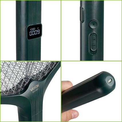 Trampa insectos eléctrico LED 2 en 1 con pantalla LCD 1200 mAh/5V verde