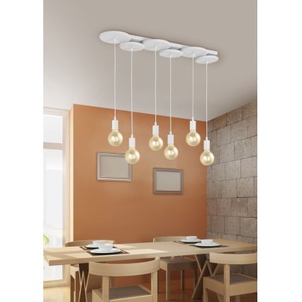 Trio - Lámpara colgante DISCUS 6xE27/28W/230V blanco