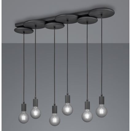 Trio - Lámpara colgante DISCUS 6xE27/28W/230V negro