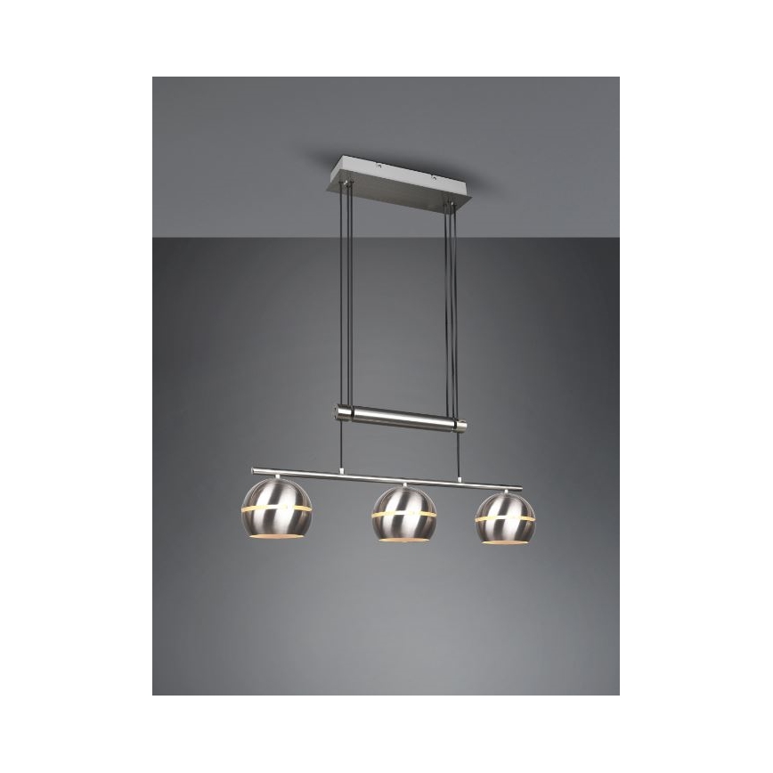 Trio - Lámpara colgante FLETCHER 3xE14/40W/230V cromo mate