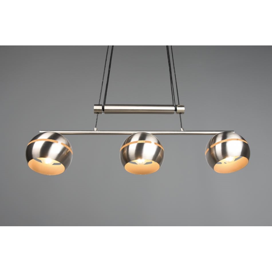 Trio - Lámpara colgante FLETCHER 3xE14/40W/230V cromo mate