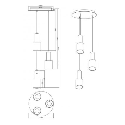 Trio - Lámpara colgante WAILER 3xGU10/5W/230V gris