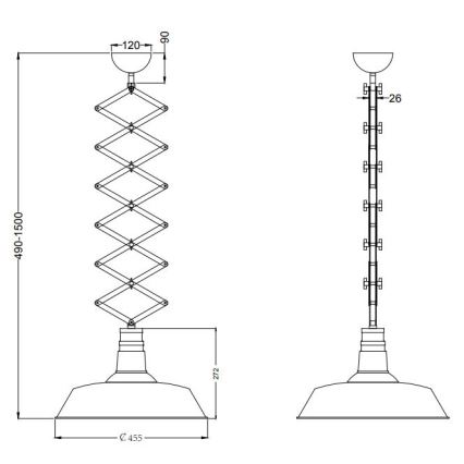 Trio - Lámpara de araña ajustable DETROIT 1xE27/42W/230V