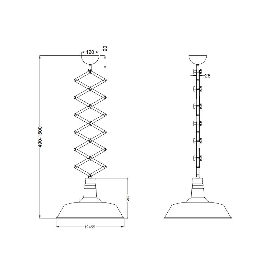 Trio - Lámpara de araña ajustable DETROIT 1xE27/42W/230V