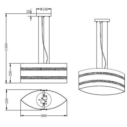 Trio - Lámpara de araña con cable NIKOSIA 2xE27/40W/230V plata