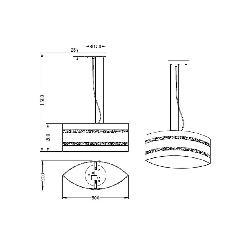 Trio - Lámpara de araña con cable NIKOSIA 2xE27/40W/230V plata