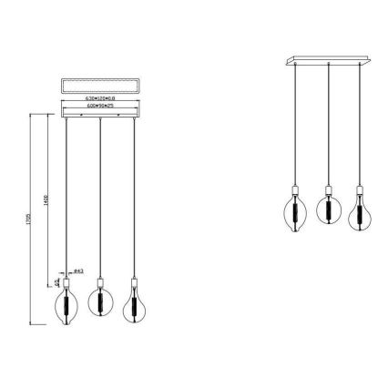 Trio - Lámpara de araña LED regulable GINSTER 3xE27/8W/230V