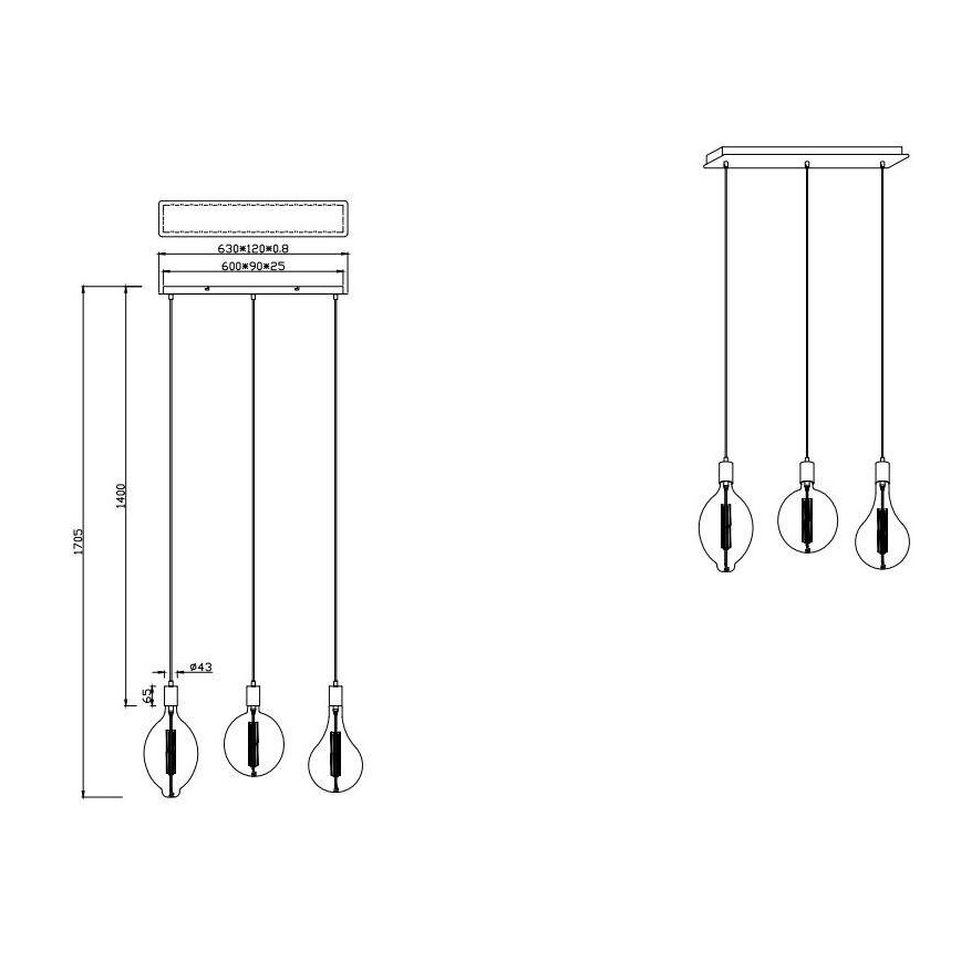 Trio - Lámpara de araña LED regulable GINSTER 3xE27/8W/230V
