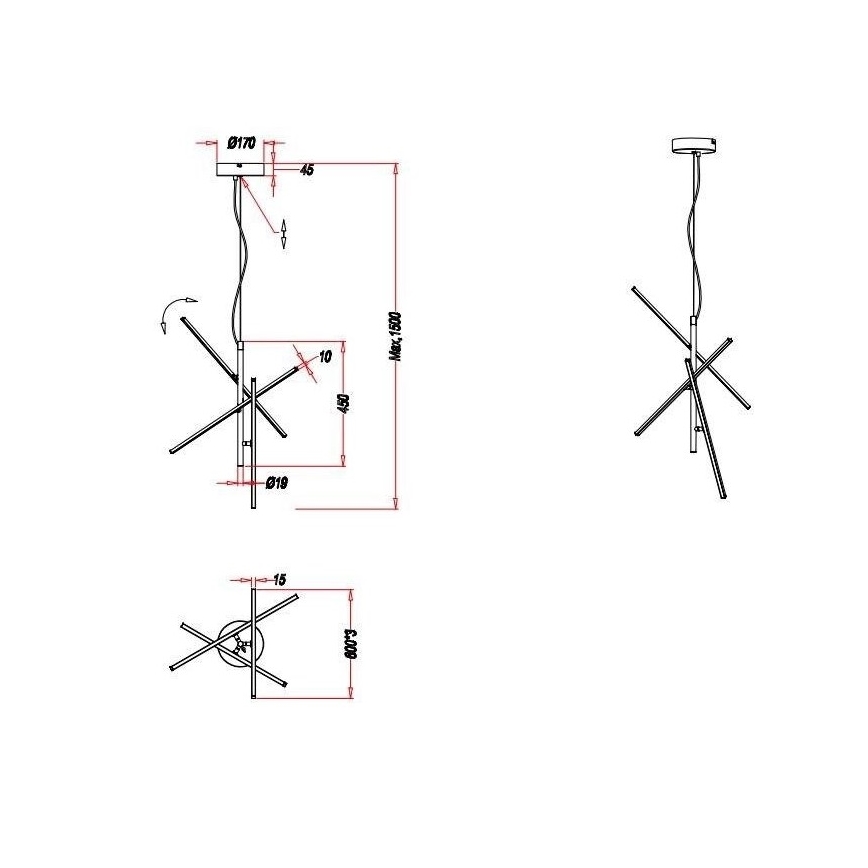 Trio - Lámpara de araña LED regulable TIRIAC 3xLED/7,5W/230V