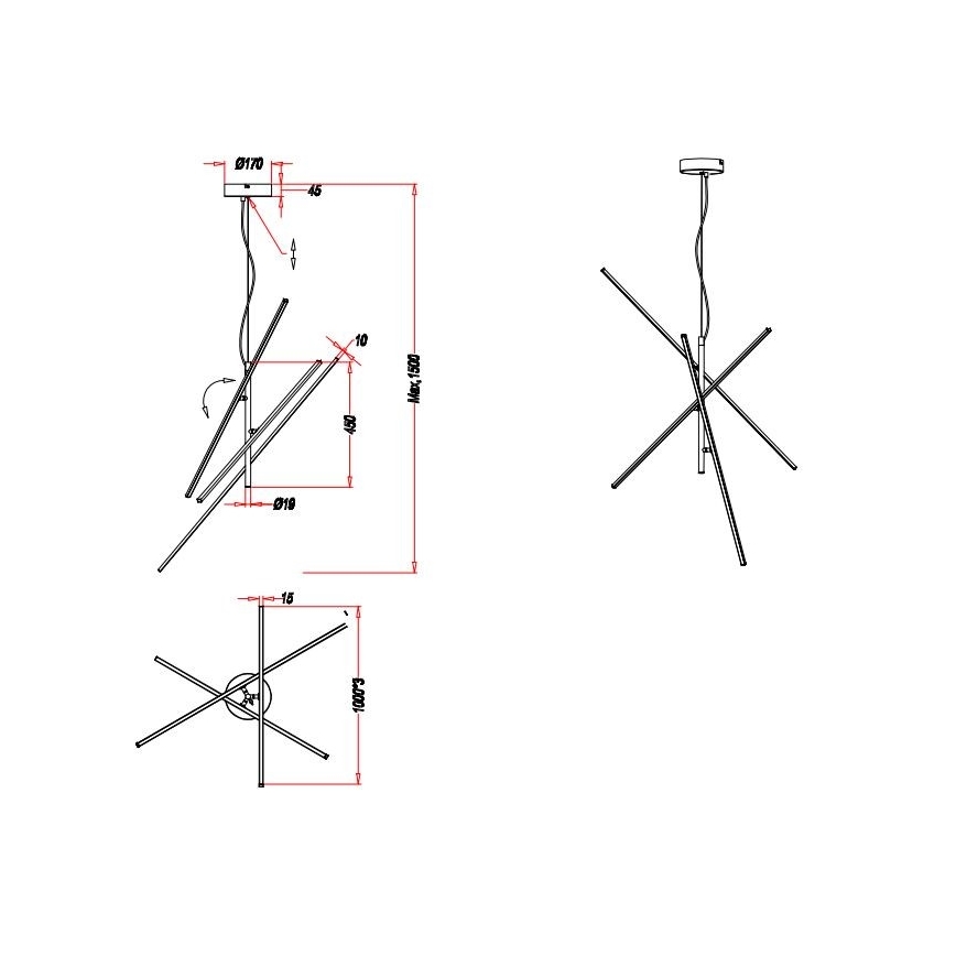 Trio - Lámpara de araña LED regulable TIRIAC 3xLED/8,5W/230V blanco